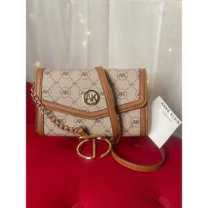 Anne Klein Logo Wallet, Saddle Color with Crossbody